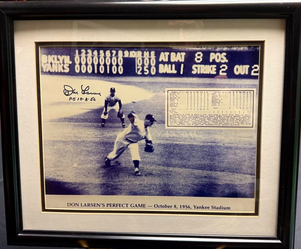 Vintage Don Larsen Perfect Game Framed 1956 World Series Facsimile Print NY